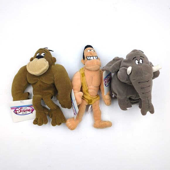 Disney Store George of the Jungle George Ape Shep 8" Mini Bean Bag Plush Lot NWT - Picture 2 of 3